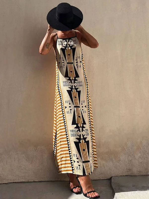 Ethnic Print Backless Charming A-line Maxi Dress Fashionable Chiffon Tiered Maxi Dress Ethnic Print Backless Charming A-line Maxi Dress Fashionable Chiffon Tiered Maxi Dress