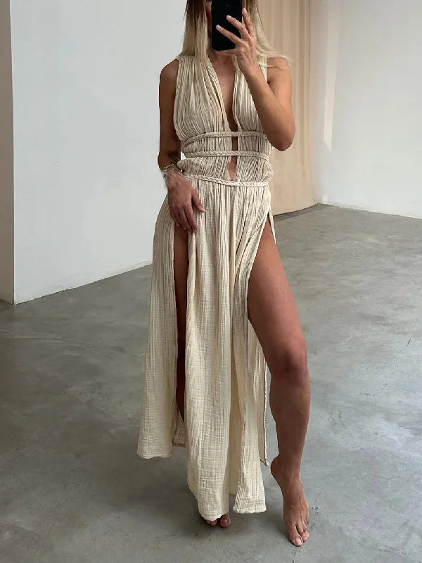 Boho Braids Belt Cutout Graceful Slit Kaftan Maxi Dress Chic Summer Floral Maxi Dress Boho Braids Belt Cutout Graceful Slit Kaftan Maxi Dress Chic Summer Floral Maxi Dress