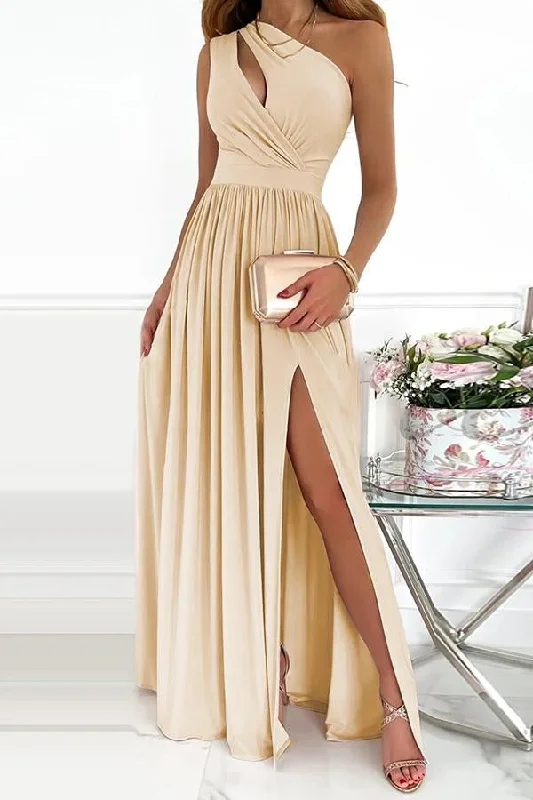 Solid One Shoulder Trendy Party/Elegant Maxi Dress Fashionable Asymmetrical Maxi Dress Solid One Shoulder Trendy Party/Elegant Maxi Dress Fashionable Asymmetrical Maxi Dress
