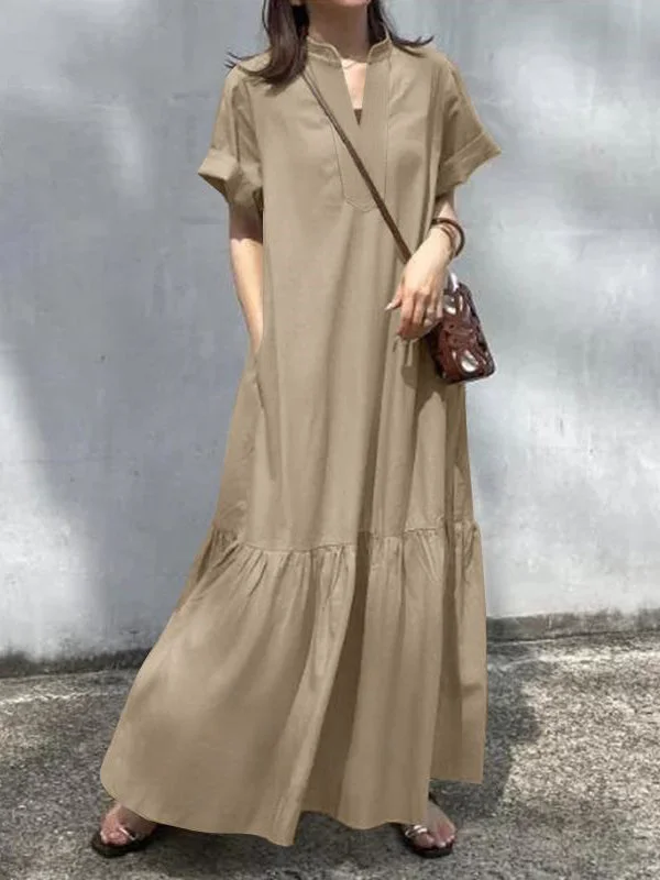 A-Line Loose Solid Color Modern Split-Joint Round-Neck Maxi Dresses Fashionable Off-Shoulder Maxi Dress A-Line Loose Solid Color Modern Split-Joint Round-Neck Maxi Dresses Fashionable Off-Shoulder Maxi Dress