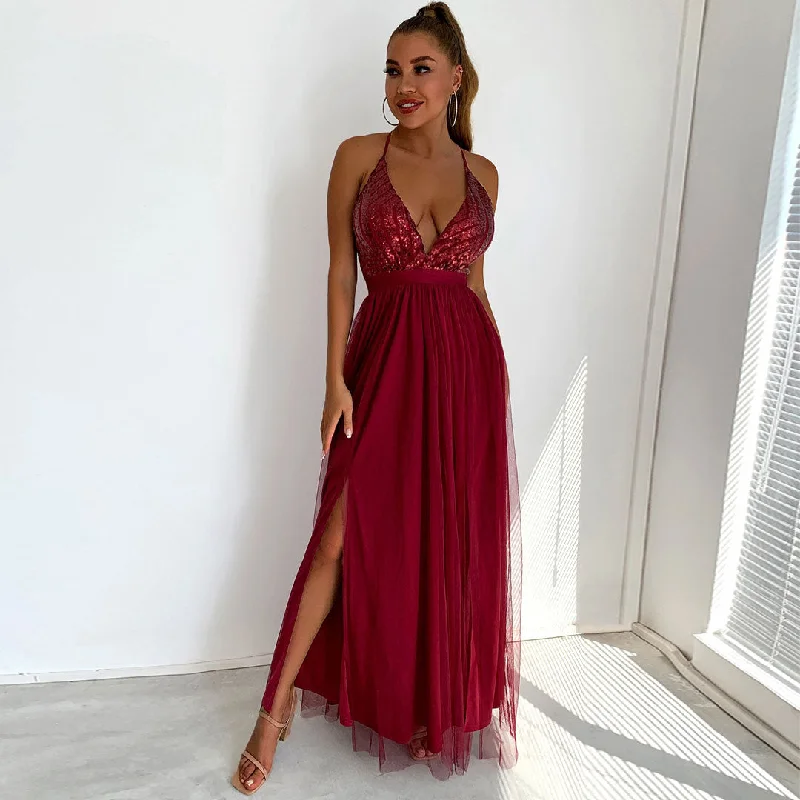 Sparkly Sequin Panel Mesh Deep Classic V Evening Maxi Dress - Black Cozy Ribbed Maxi Dress Sparkly Sequin Panel Mesh Deep Classic V Evening Maxi Dress - Black Cozy Ribbed Maxi Dress