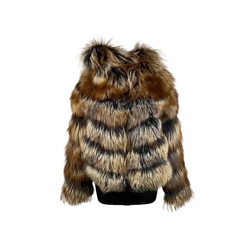 Women's Dyed Silver Fox Jacket with Zipper off Sleeves and Hood Style # 38 Collared Jacket Crew Neck Jacket Turtle Neck Jacket Women's Dyed Silver Fox Jacket with Zipper off Sleeves and Hood Style # 38 Collared Jacket Crew Neck Jacket Turtle Neck Jacket