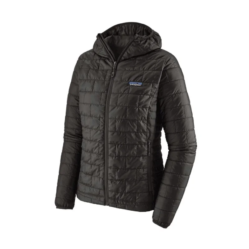 Patagonia Women's Black Nano Puff Hoody Hoodie with Elastic Waist Stretchable Comfortable Patagonia Women's Black Nano Puff Hoody Hoodie with Elastic Waist Stretchable Comfortable