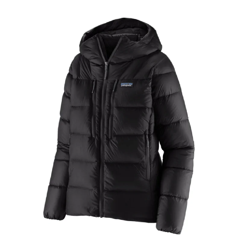 Patagonia Women's Black Fitz Roy Down Hoody Hoodie with Stripes Bold Sporty