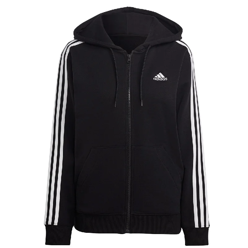 adidas 3 Stripe French Terry Full Zip Hoodie - Womens - Black/White Hoodie with Pastel Soft Subtle adidas 3 Stripe French Terry Full Zip Hoodie - Womens - Black/White Hoodie with Pastel Soft Subtle