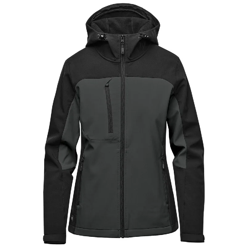 Stormtech Women's Dolphin/Black Cascades Softshell Hoody Hoodie Jacket Zipper Layering Stormtech Women's Dolphin/Black Cascades Softshell Hoody Hoodie Jacket Zipper Layering