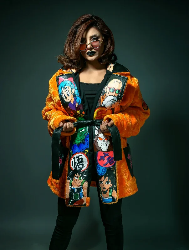 Womens Inspired Dragon Hand Painted Orange Fur Jacket Striped Jacket Polka Dot Jacket Floral Jacket Womens Inspired Dragon Hand Painted Orange Fur Jacket Striped Jacket Polka Dot Jacket Floral Jacket