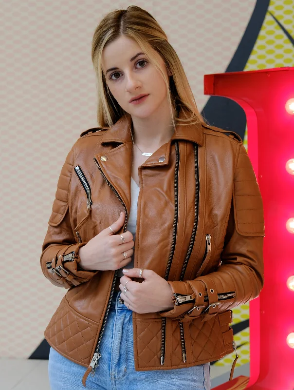 Womens Sheepskin Motorcycle Brown Leather Jacket Nylon Jacket Polyester Jacket Spandex Jacket Womens Sheepskin Motorcycle Brown Leather Jacket Nylon Jacket Polyester Jacket Spandex Jacket