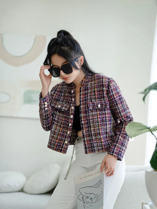 Camie Purple Rainbow Jacket - Gu Fashion | Vietnam Fashion Boat Neck Shawl Collar Notched Collar Camie Purple Rainbow Jacket - Gu Fashion | Vietnam Fashion Boat Neck Shawl Collar Notched Collar