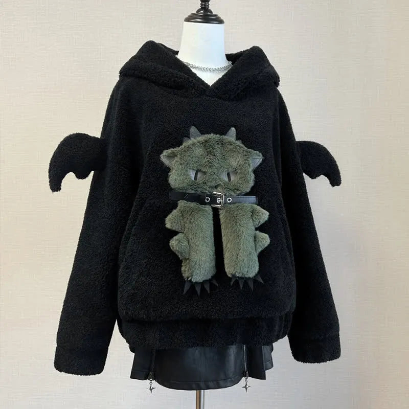Cartoon 3D Dragon Embroidery Wings Plush Hoodie YV32006 Hoodie with Patch Decorative Personalized Cartoon 3D Dragon Embroidery Wings Plush Hoodie YV32006 Hoodie with Patch Decorative Personalized