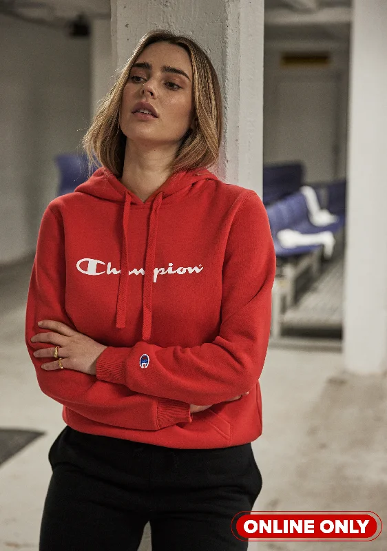 Champion Womens Script Hoodie <br> CWG4N GJR Hoodie with Set-In Sleeves Structured Classic Champion Womens Script Hoodie <br> CWG4N GJR Hoodie with Set-In Sleeves Structured Classic