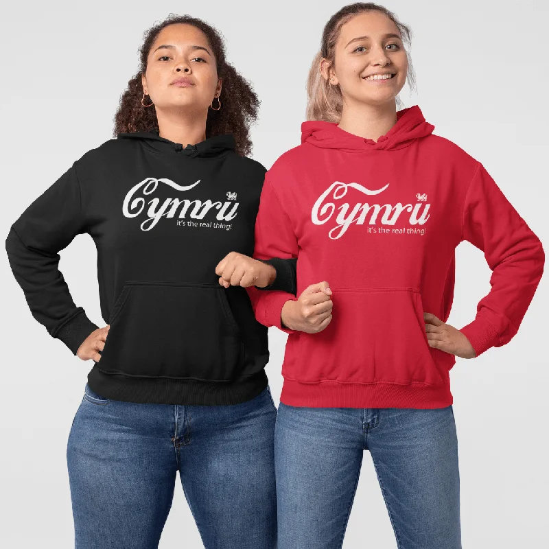 Cymru - It'S The Real Thing! - Ladies Welsh Hoodie Hoodie with Belted Waist Structured Tailored Cymru - It'S The Real Thing! - Ladies Welsh Hoodie Hoodie with Belted Waist Structured Tailored