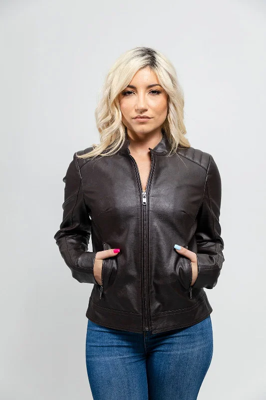 First Manufacturing Beverly - Women's Vegan Leather Jacket, Brown Oversized Jacket Tailored Jacket Straight Jacket First Manufacturing Beverly - Women's Vegan Leather Jacket, Brown Oversized Jacket Tailored Jacket Straight Jacket