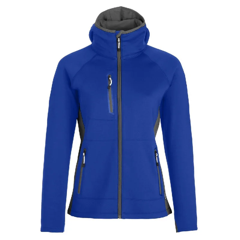 Landway Women's Cobalt/Charcoal Hooded Phantom Soft-Shell Hoodie with Bell Sleeves Flared Feminine Landway Women's Cobalt/Charcoal Hooded Phantom Soft-Shell Hoodie with Bell Sleeves Flared Feminine