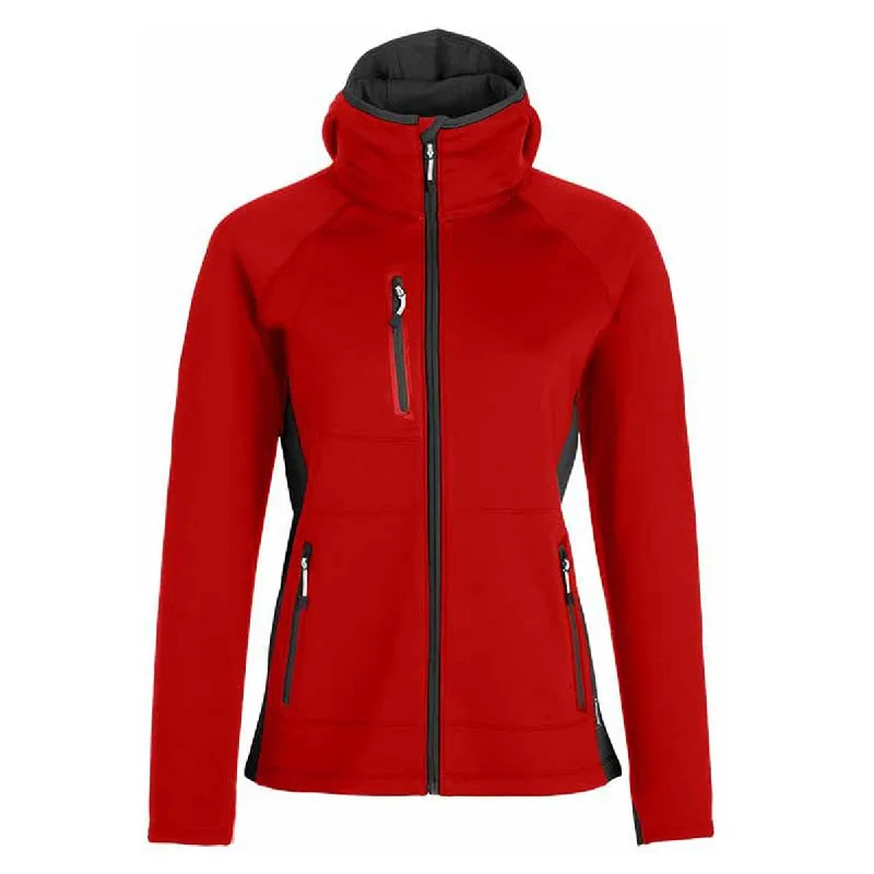 Landway Women's Red/Black Hooded Phantom Soft-Shell Hoodie with Set-In Sleeves Structured Classic Landway Women's Red/Black Hooded Phantom Soft-Shell Hoodie with Set-In Sleeves Structured Classic