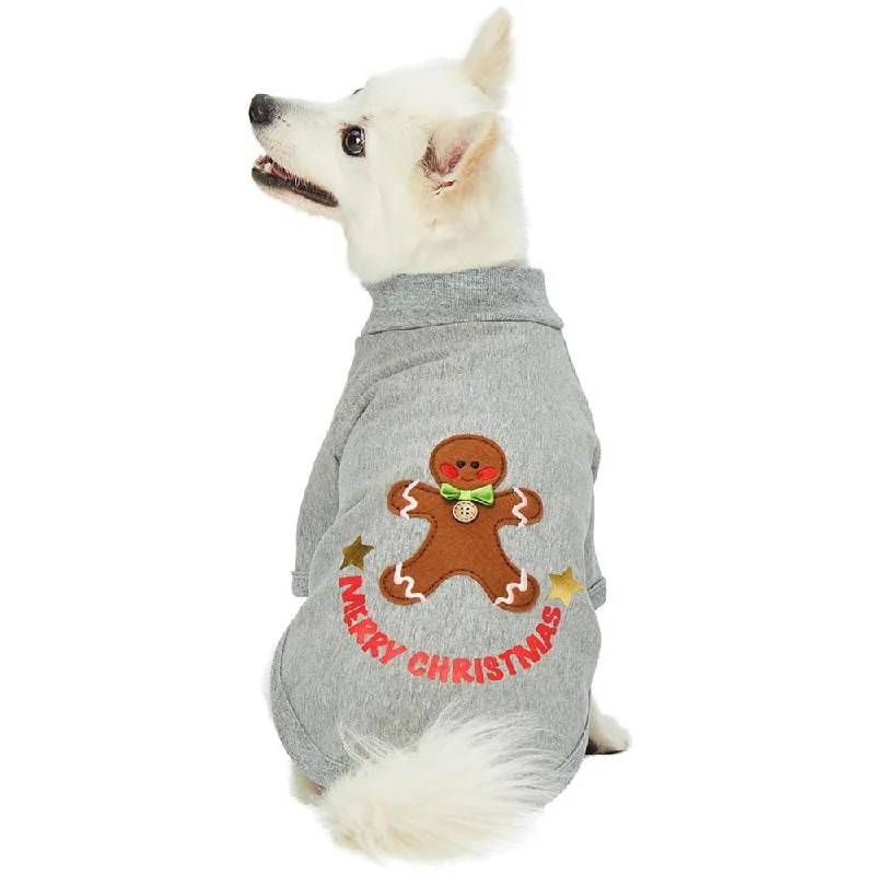 Festive Gingerbread Man Dog Sweatshirt Hoodie with Pastel Soft Subtle