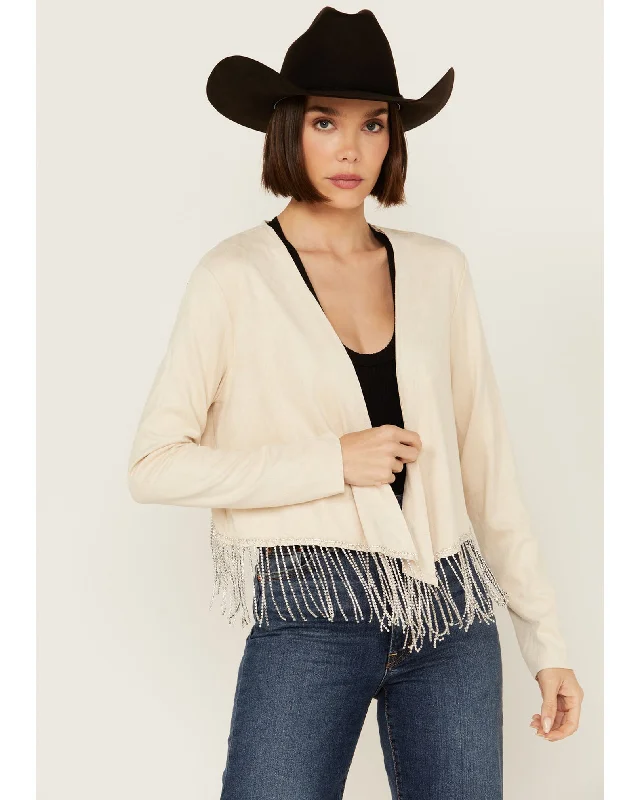NATURAL RHINESTONE FRINGE JACKET Notch Collar Jacket Peter Pan Collar Jacket Cowl Neck Jacket NATURAL RHINESTONE FRINGE JACKET Notch Collar Jacket Peter Pan Collar Jacket Cowl Neck Jacket