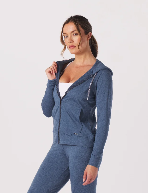 On The Go Lightweight Zip Up Hoodie: Washed Blue Marble Hoodie with Magnetic Closure Innovative Modern On The Go Lightweight Zip Up Hoodie: Washed Blue Marble Hoodie with Magnetic Closure Innovative Modern
