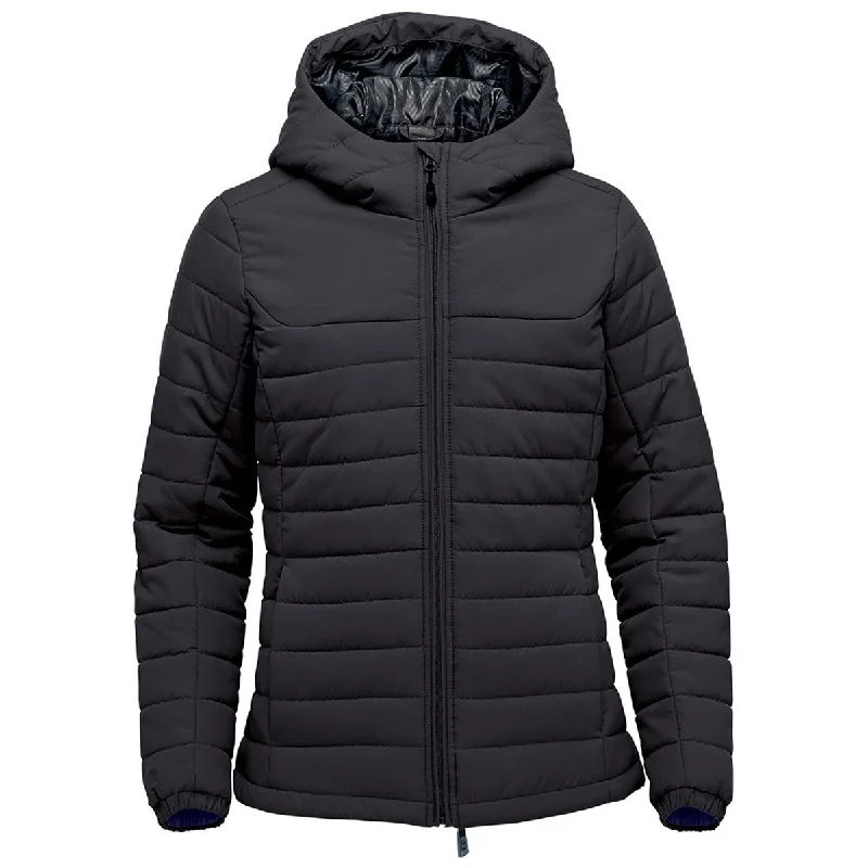Stormtech Women's Black Nautilus Quilted Hoody Hoodie with Rolled Sleeves Casual Relaxed Stormtech Women's Black Nautilus Quilted Hoody Hoodie with Rolled Sleeves Casual Relaxed