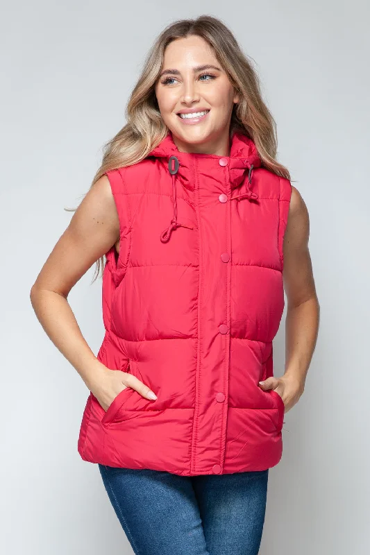 Snobbish Snap and Zip Closure Hooded Vest Hoodie with Hem Elastic Stretchable Comfortable Snobbish Snap and Zip Closure Hooded Vest Hoodie with Hem Elastic Stretchable Comfortable