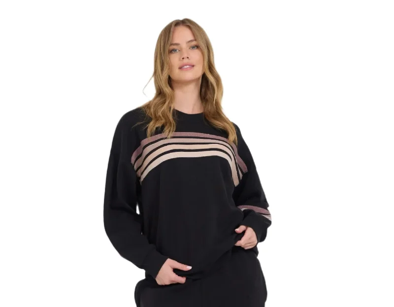 Vintage Havana Neutral Stripe Burnout Fleece Crewneck Sweatshirt Black VH12621 Hoodie with Sequins Glamorous Eye-catching Vintage Havana Neutral Stripe Burnout Fleece Crewneck Sweatshirt Black VH12621 Hoodie with Sequins Glamorous Eye-catching