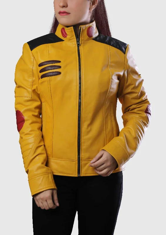Womens Inspired Yellow Leather Jacket Zippered Jacket Buttoned Jacket Snapped Jacket Womens Inspired Yellow Leather Jacket Zippered Jacket Buttoned Jacket Snapped Jacket