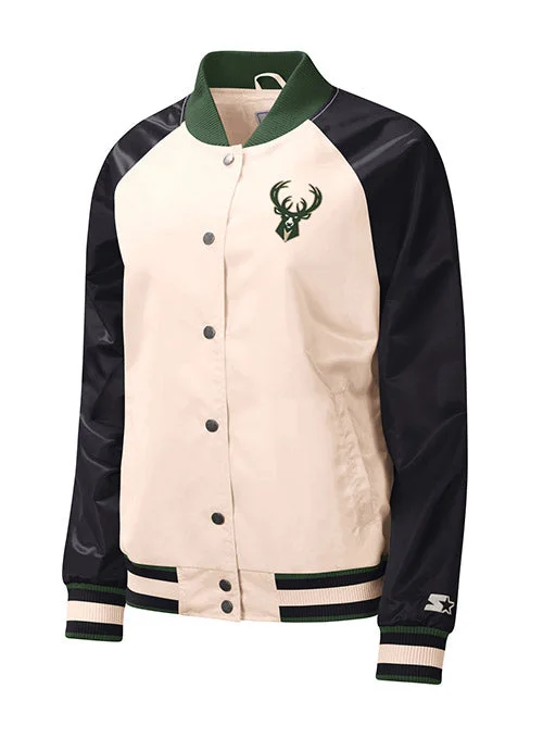 Women's Starter Pass Rush Milwaukee Bucks Satin Jacket Rayon Fabric Velvet Fabric Corduroy Fabric Women's Starter Pass Rush Milwaukee Bucks Satin Jacket Rayon Fabric Velvet Fabric Corduroy Fabric