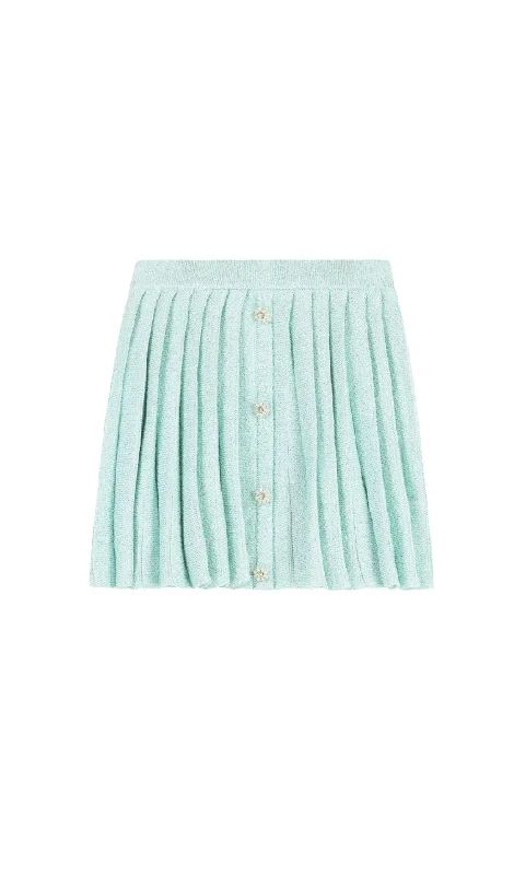 MINT SEQUIN PLEATED KNIT SKIRT cotton skirt soft